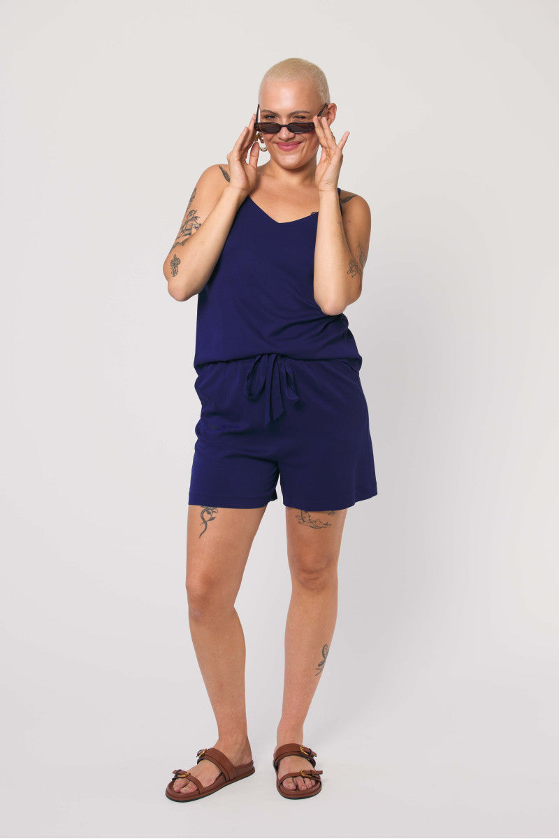 Szorty z wysokim stanem granatowe