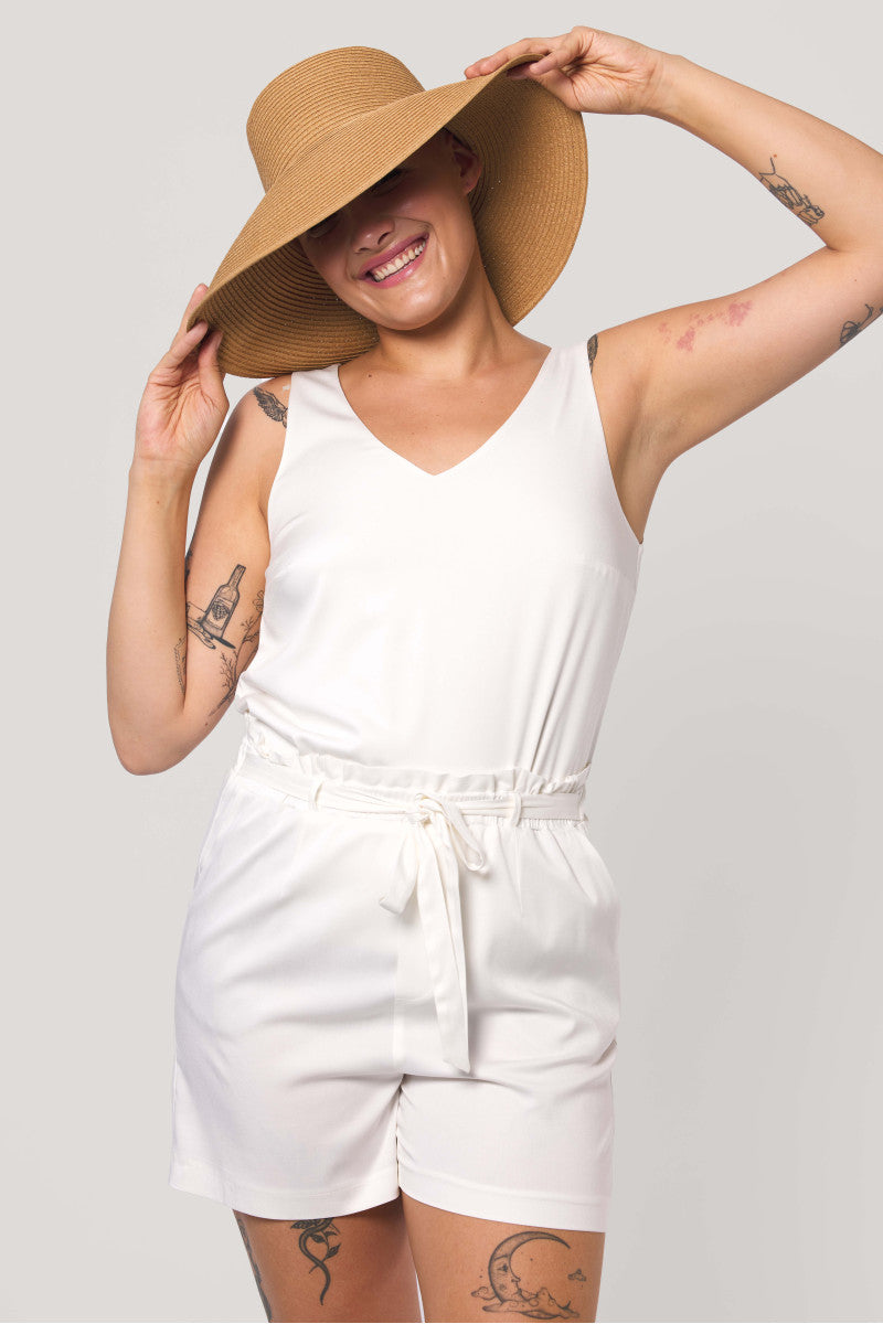 Szorty z wysokim stanem śmietankowe