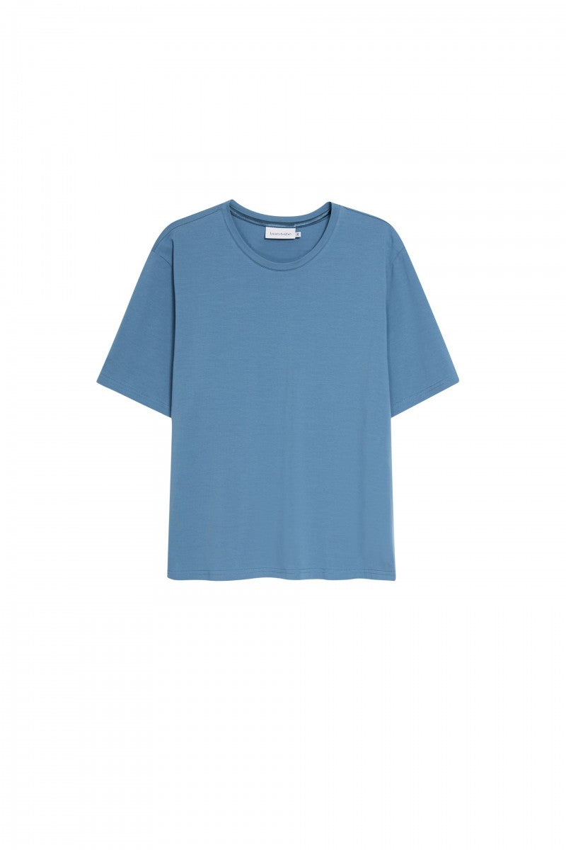 T-shirt basic o pudełkowym kroju w kolorze denim - packshot