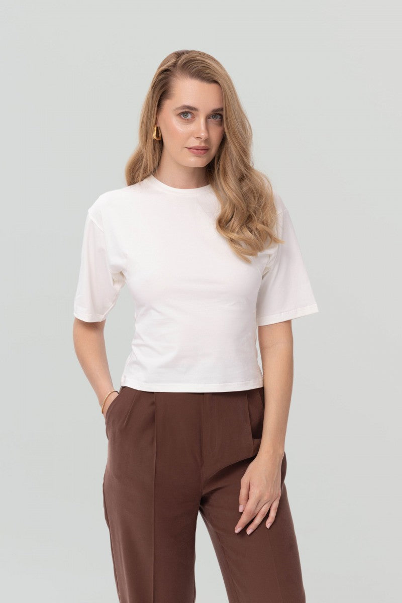 T-shirt z taliowaniem biały