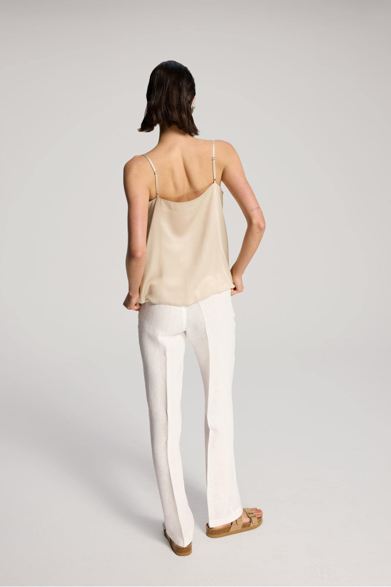 Strappy top made of viscose satin, gold beige