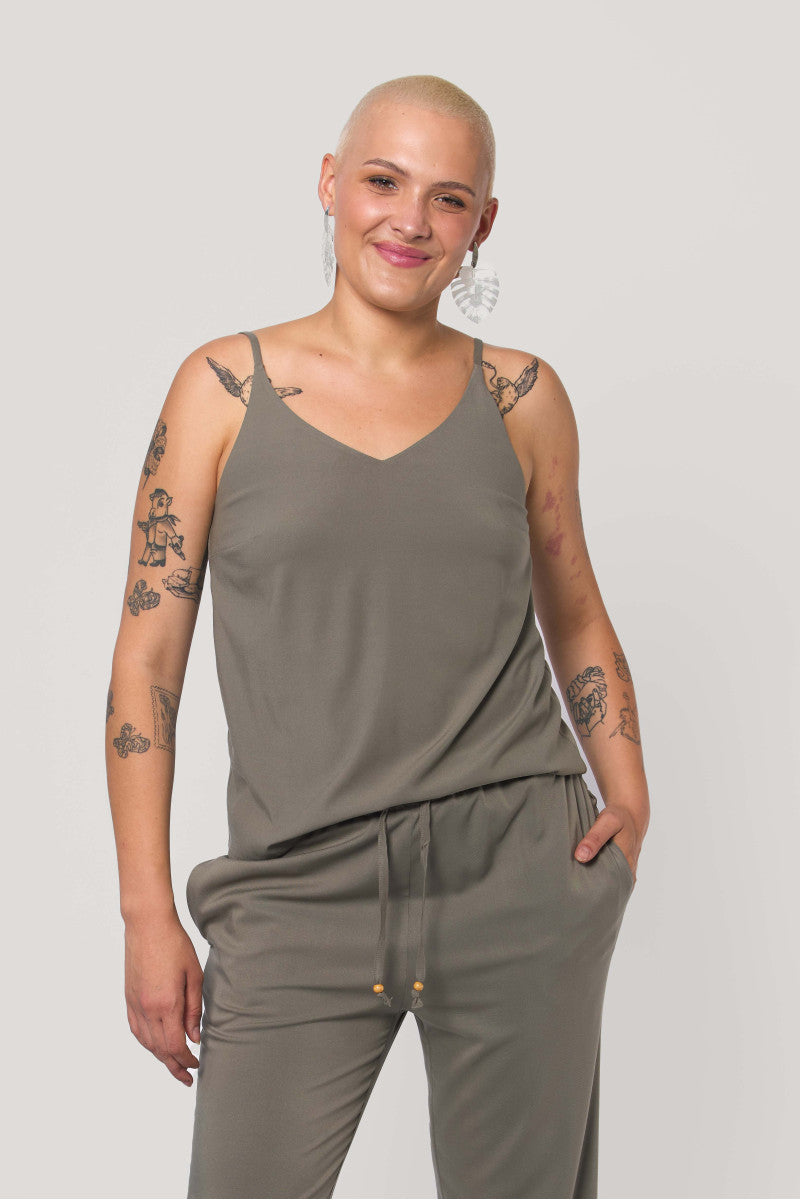 Olive viscose strappy top