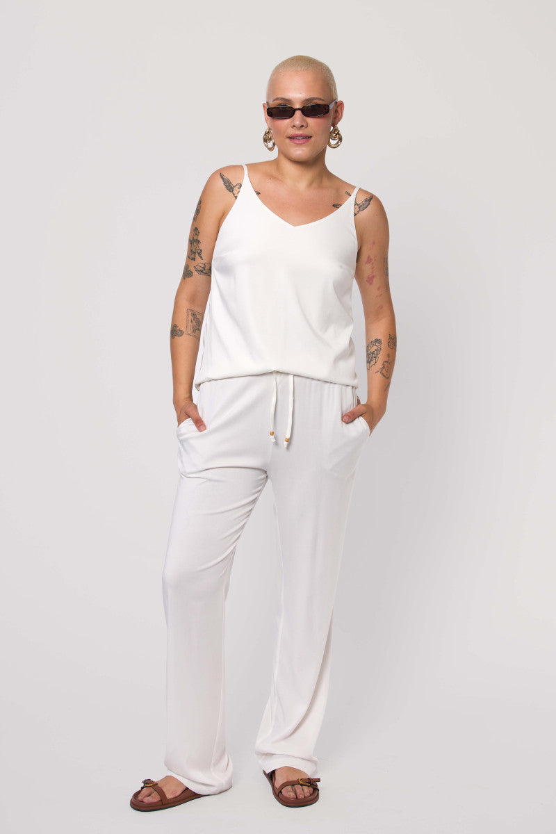 Cream viscose strappy top