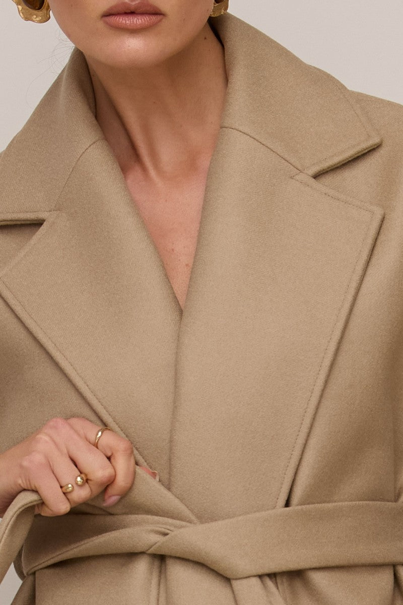 Kurtka szlafrokowa z wełny merino beżowa