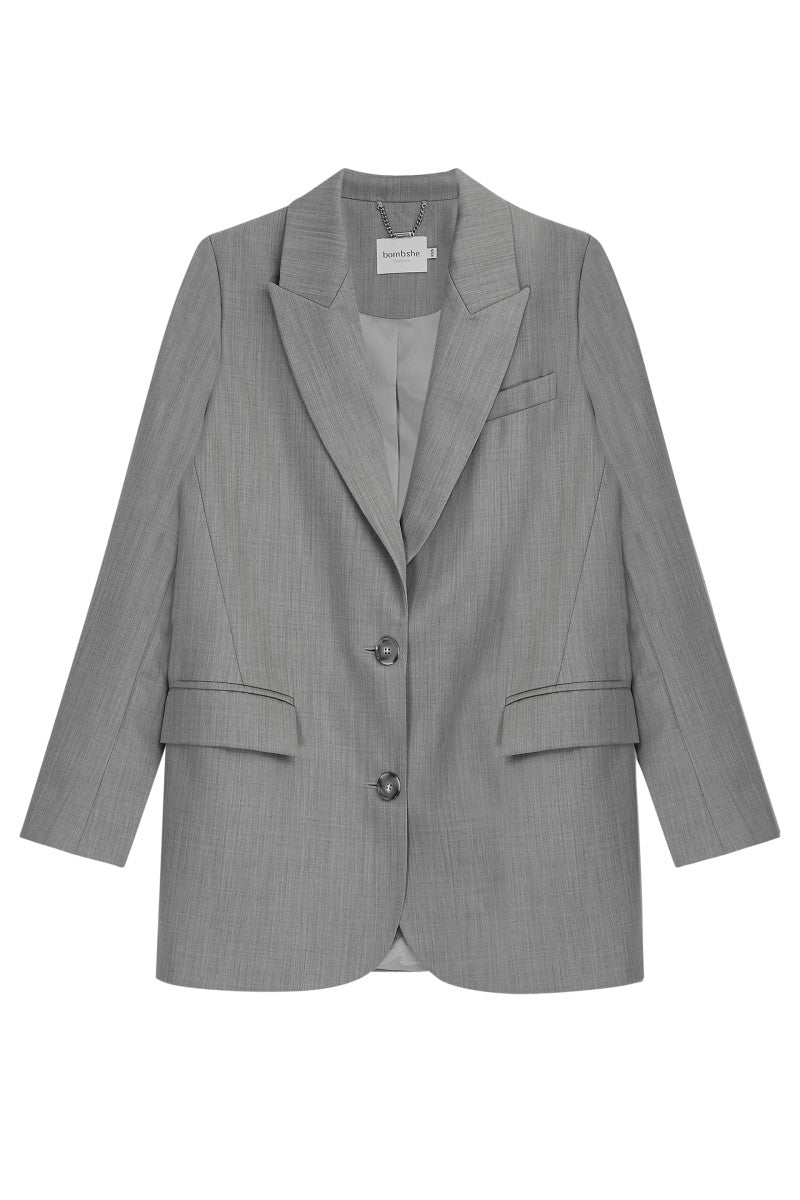 Wełniana marynarka na dwa guziki szara