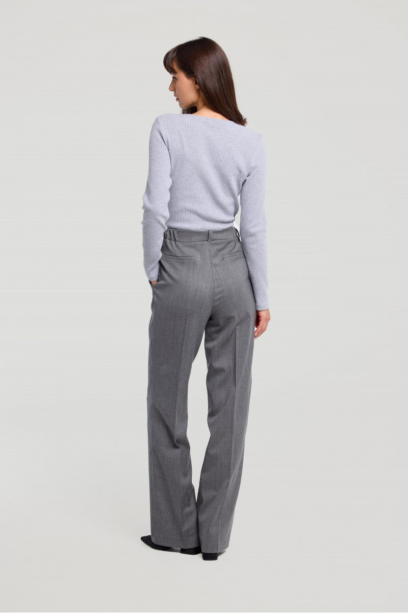 Woolen lined trousers with elastic waistband, gray