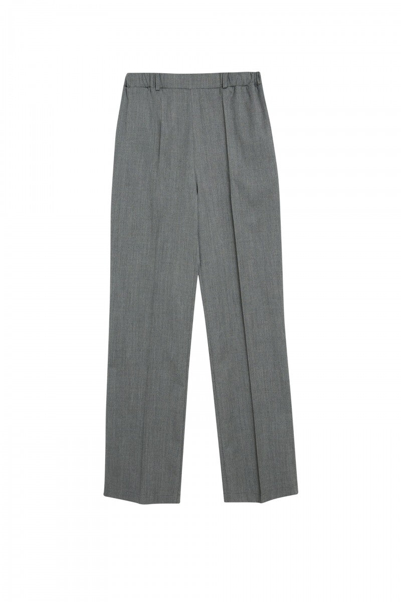 Woolen lined trousers with elastic waistband, gray