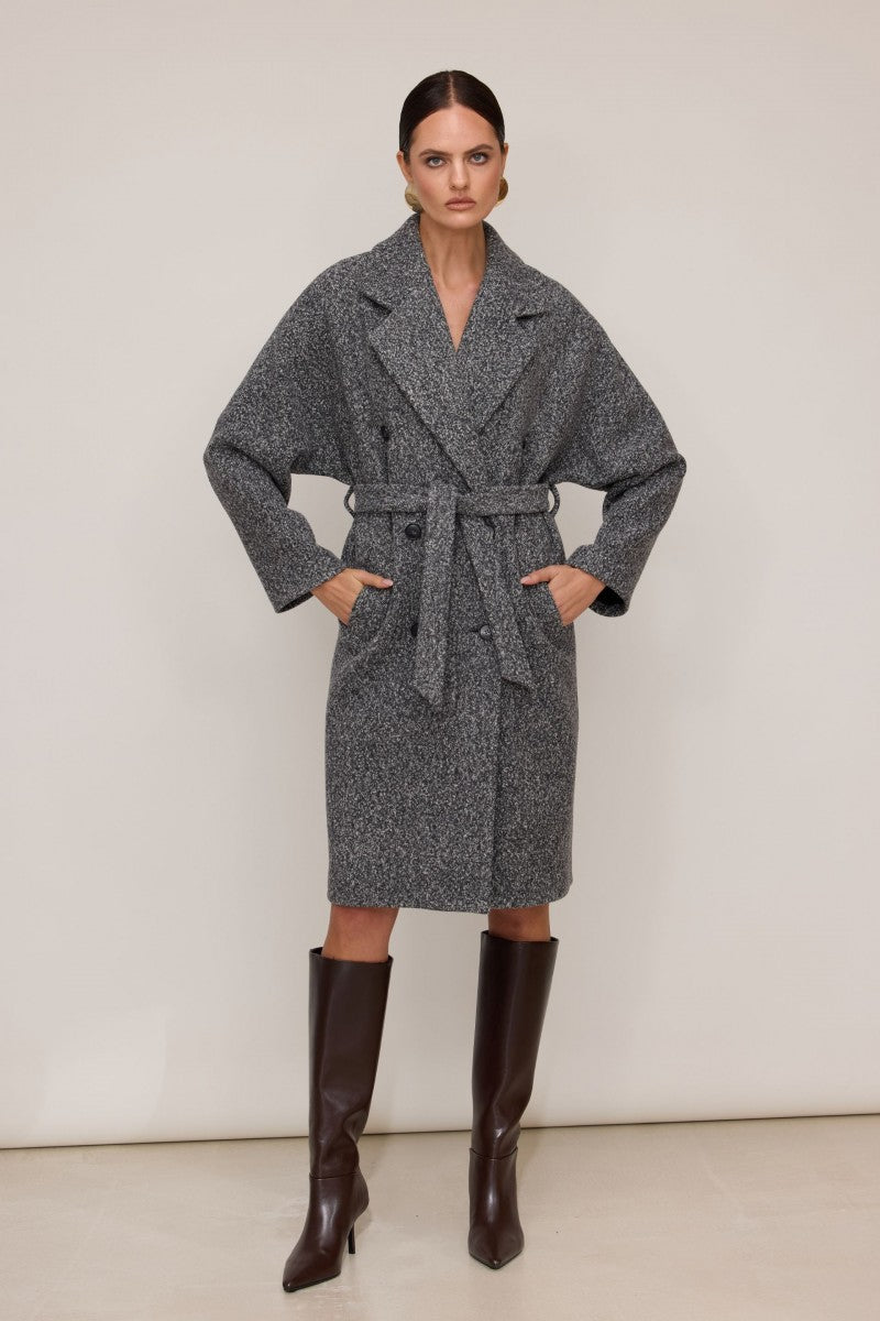 Wełniany płaszcz z kaszmirem czarny