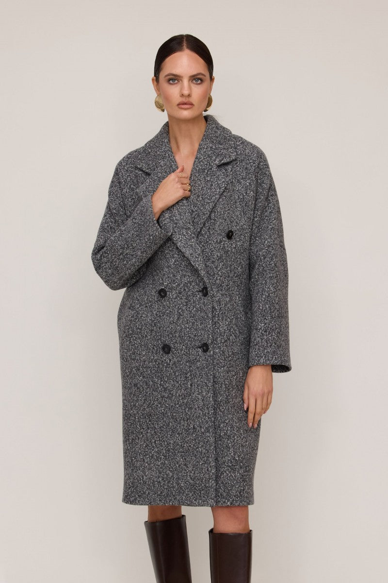 Wełniany płaszcz z kaszmirem czarny