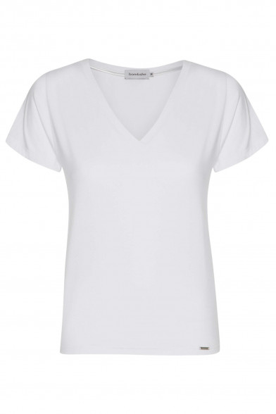 T-shirt z dekoltem V biały