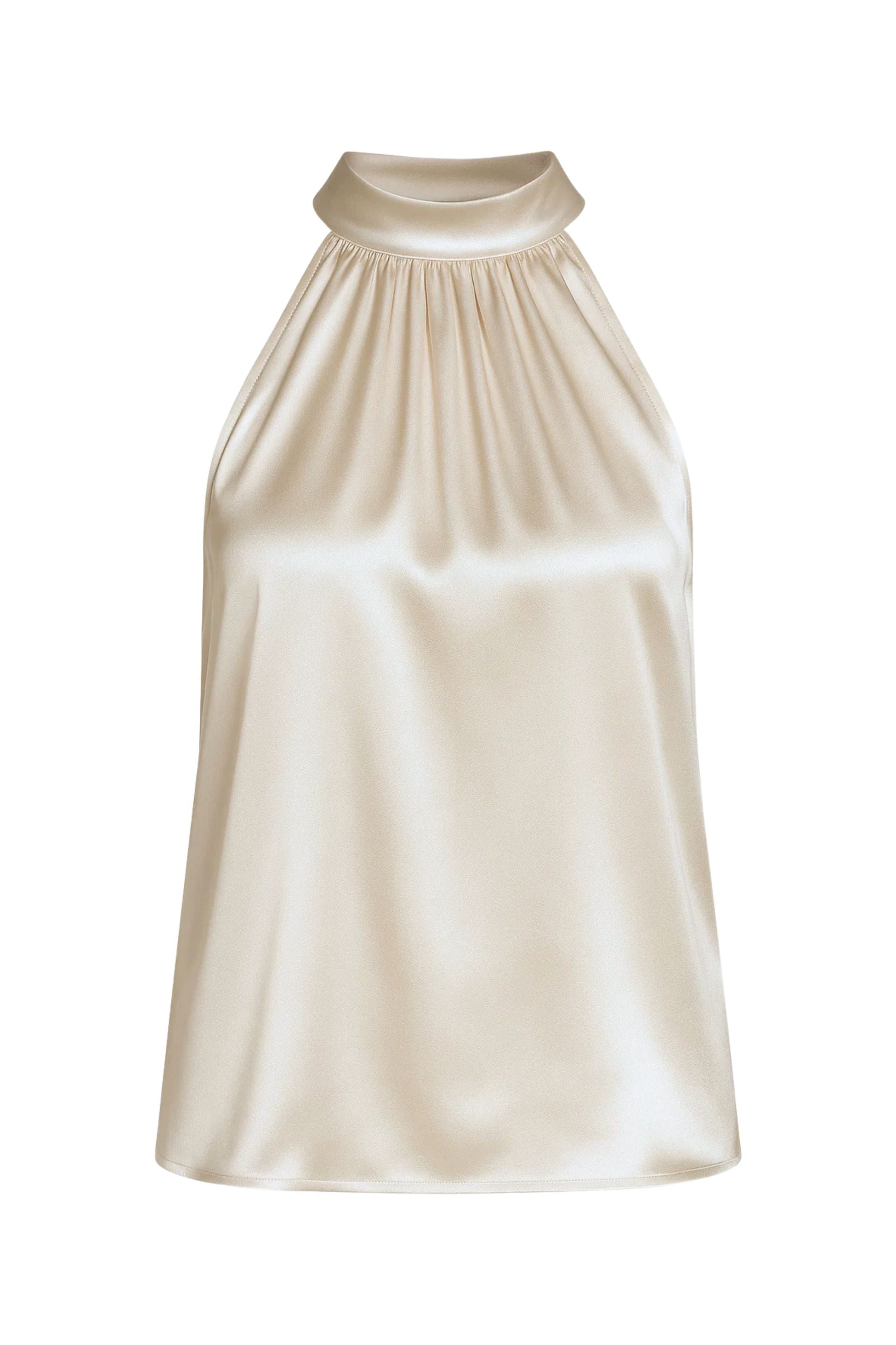 Elegancki top z dekoltem halter złota perła