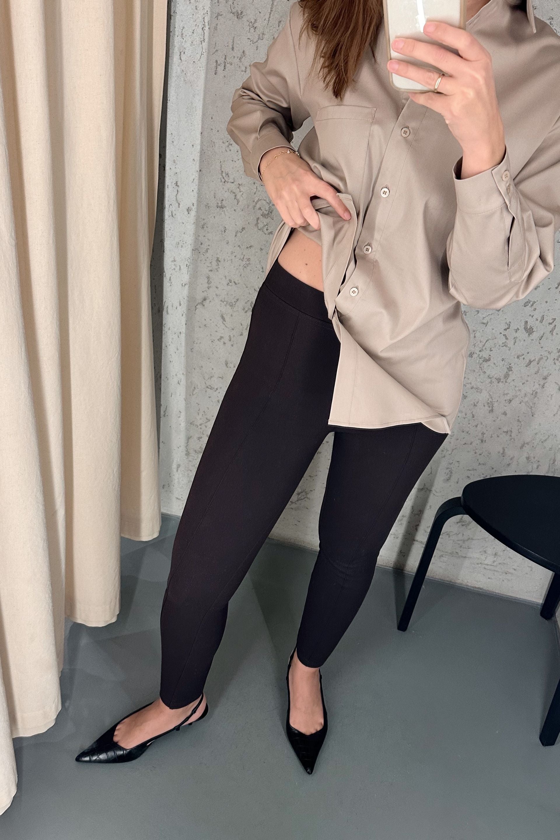 Legginsy z kantem z wiskozy czekolada