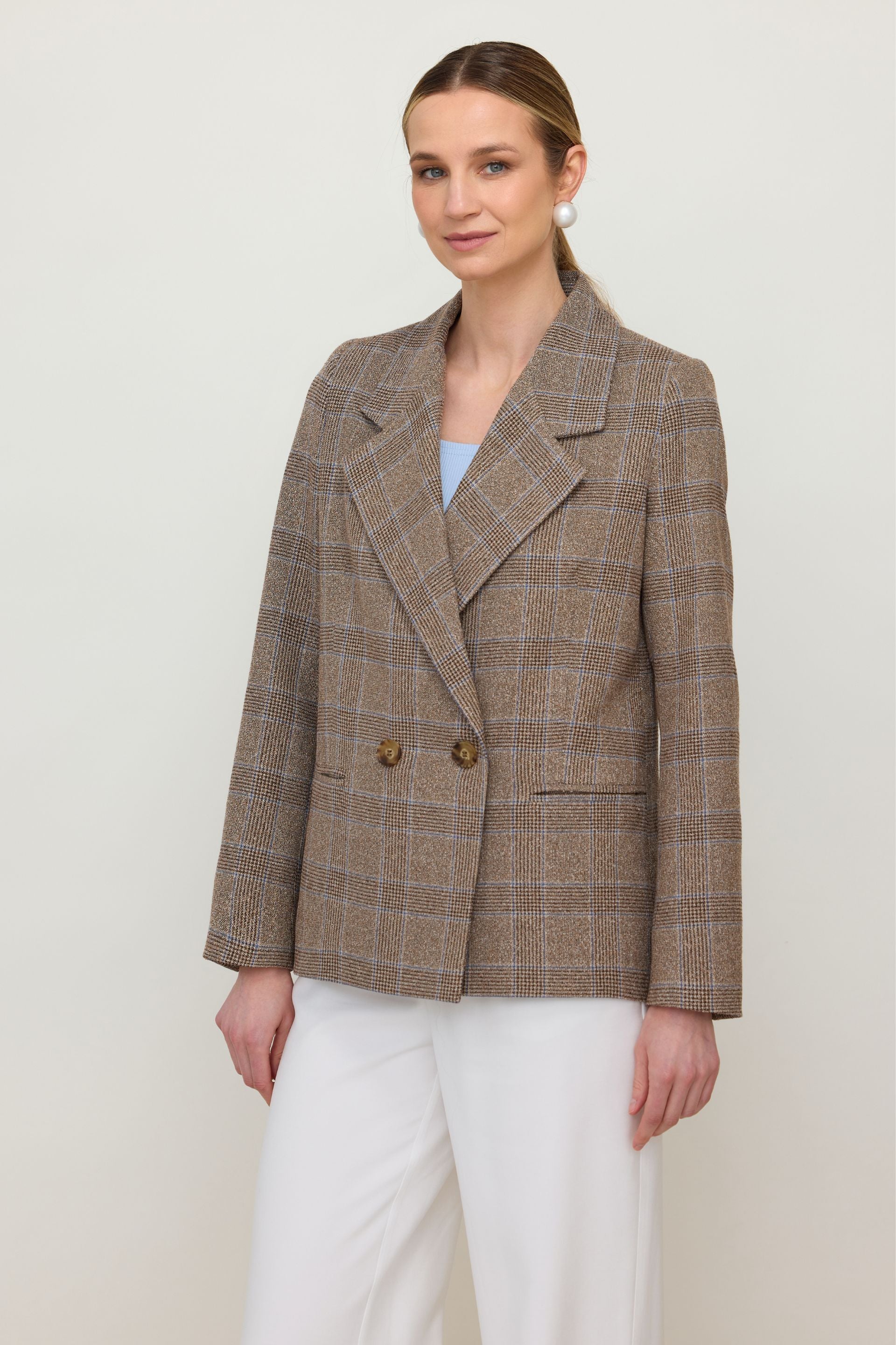 Klasyczna marynarka w kratę brązowa