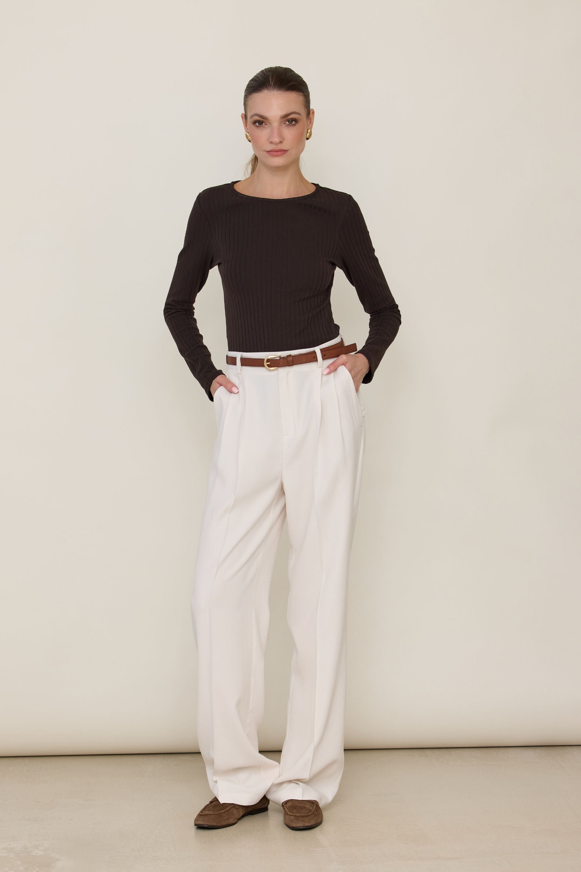 Longsleeve with a wider stripe, dark chocolate