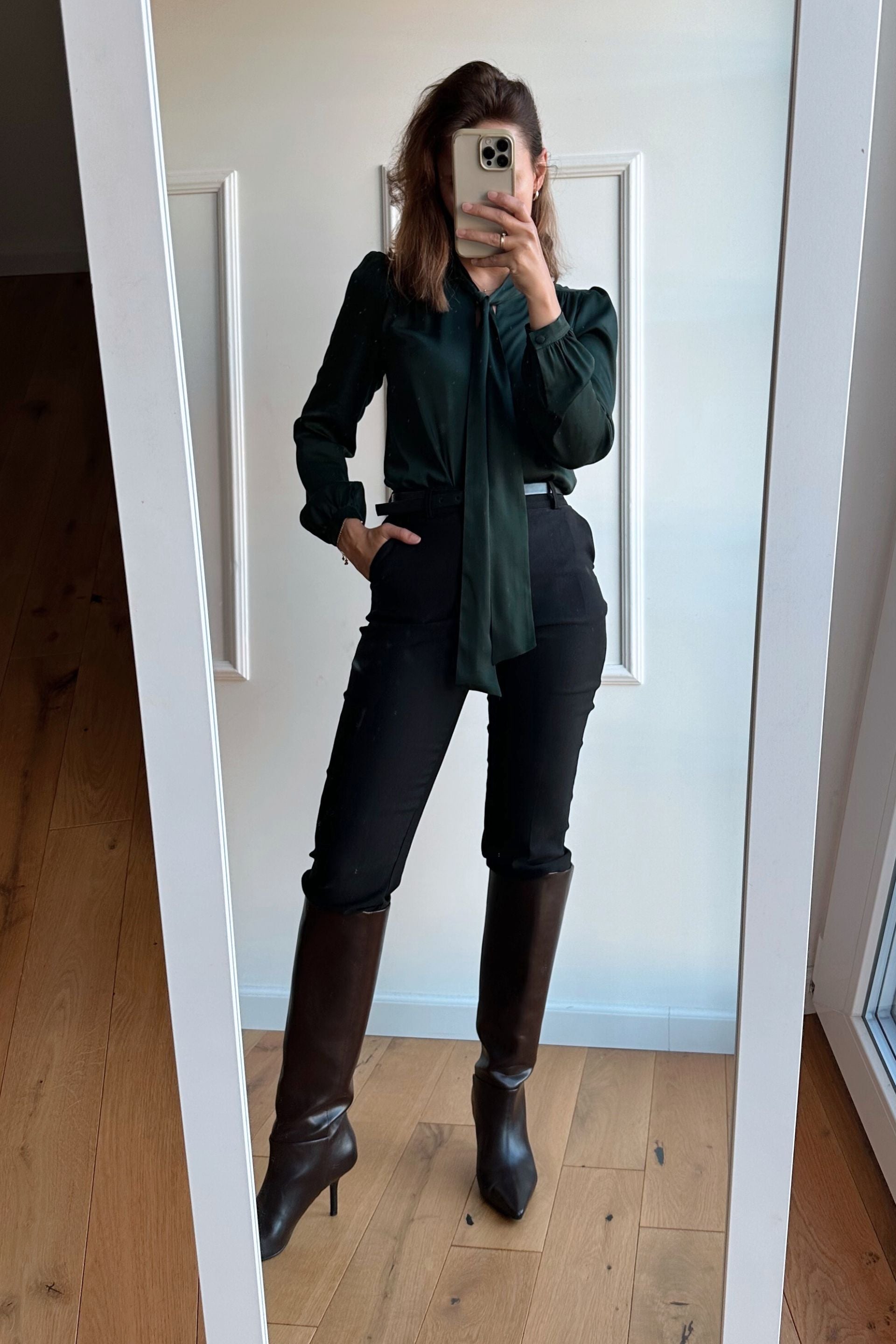 Koszula z wiązaniem butelkowa zieleń