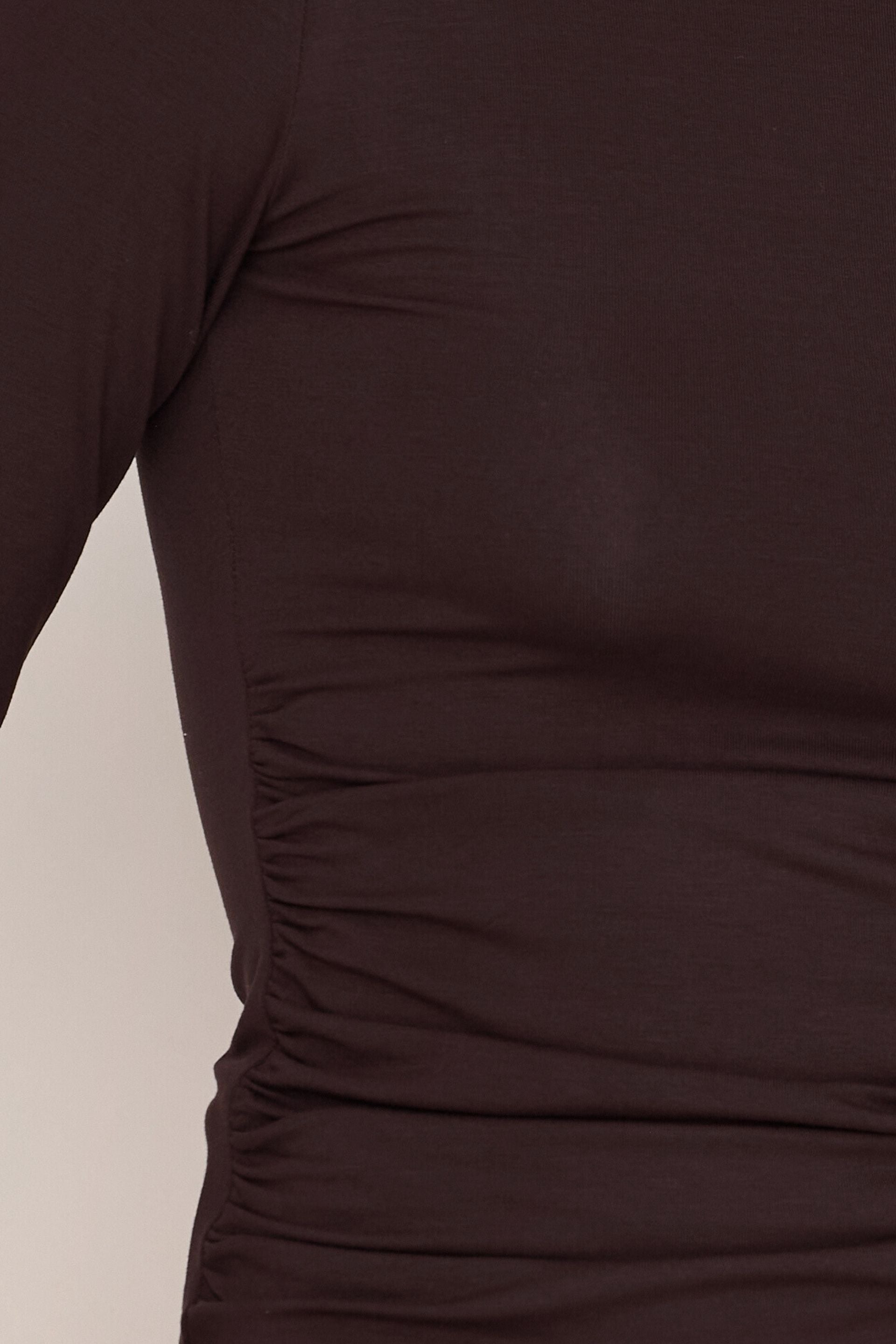 Chocolate blouse with draped sides