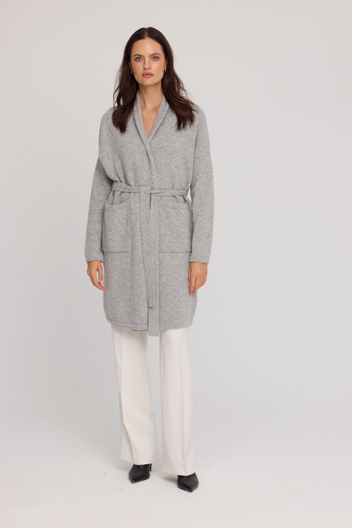 Long woolen cardigan gray
