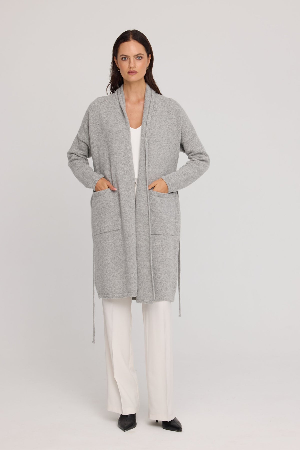 Long woolen cardigan gray