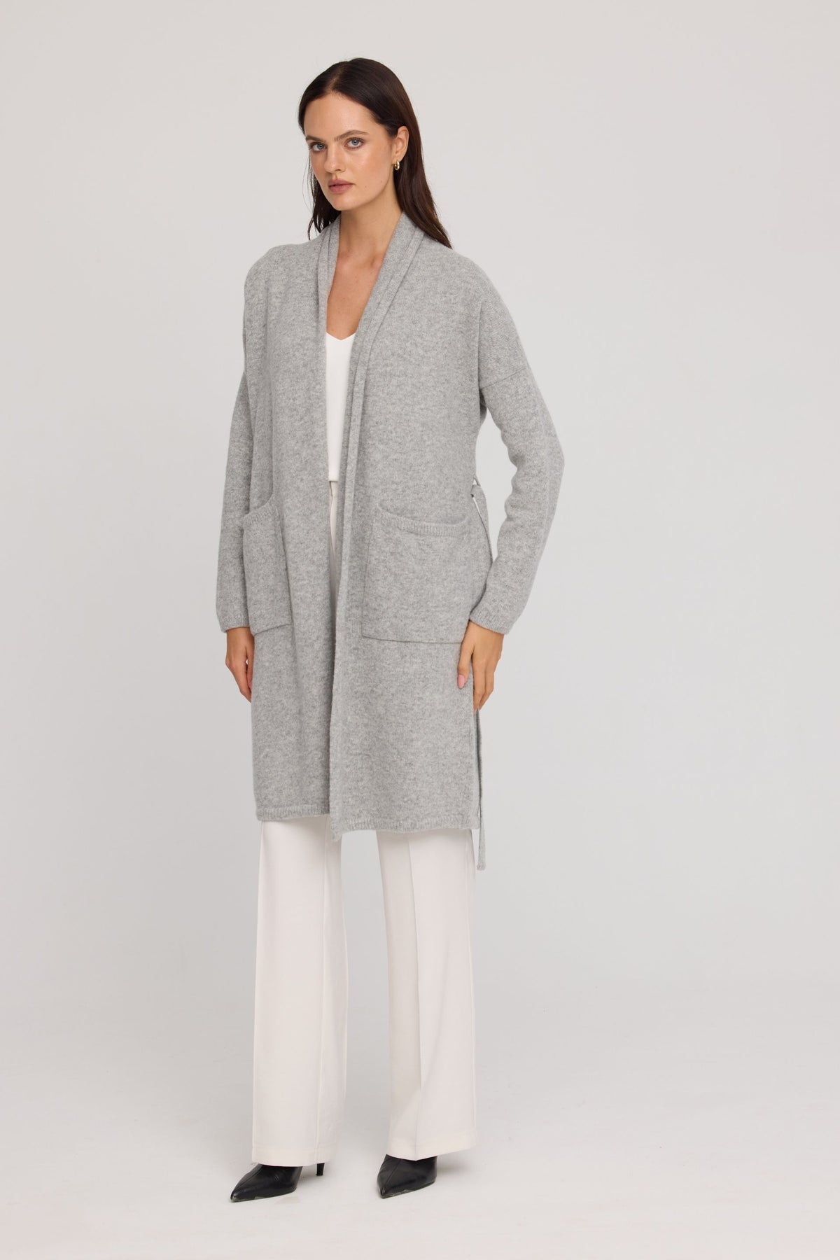 Long woolen cardigan gray