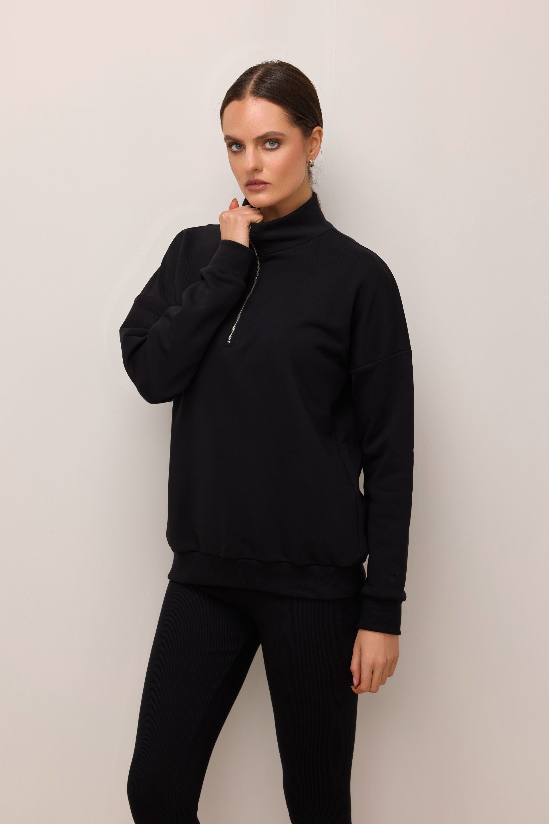 Black zip-up sweatshirt