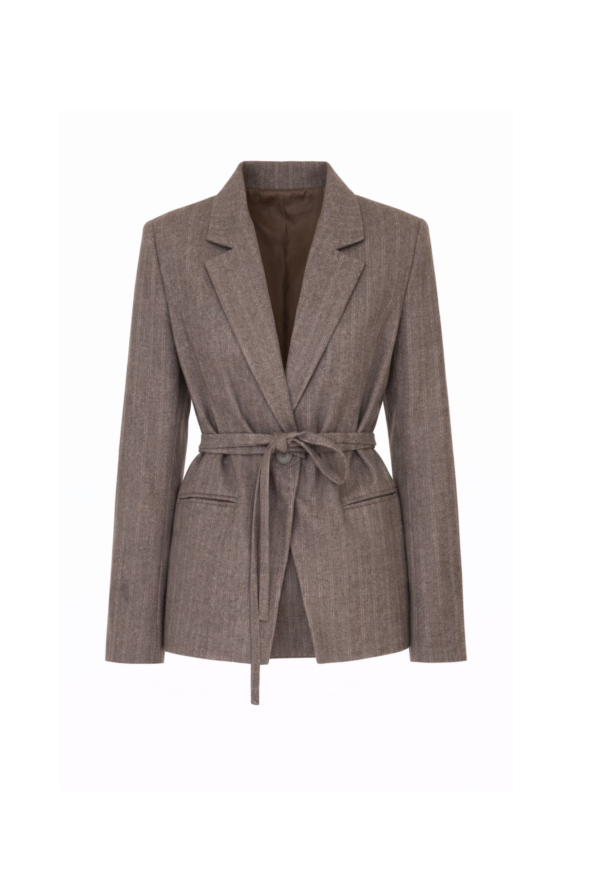 Wool jacket with an additional belt