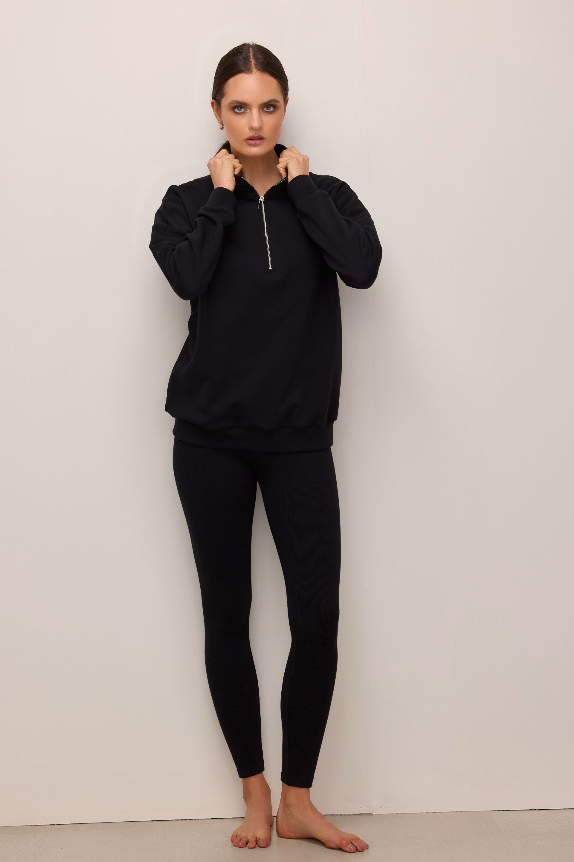 Black zip-up sweatshirt