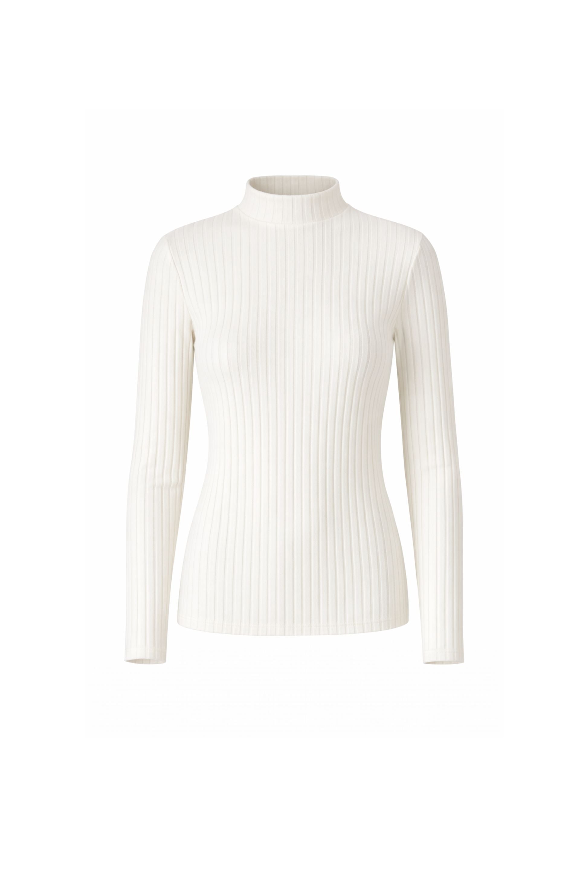 Półgolf z bawełny w prążek śmietankowa biel