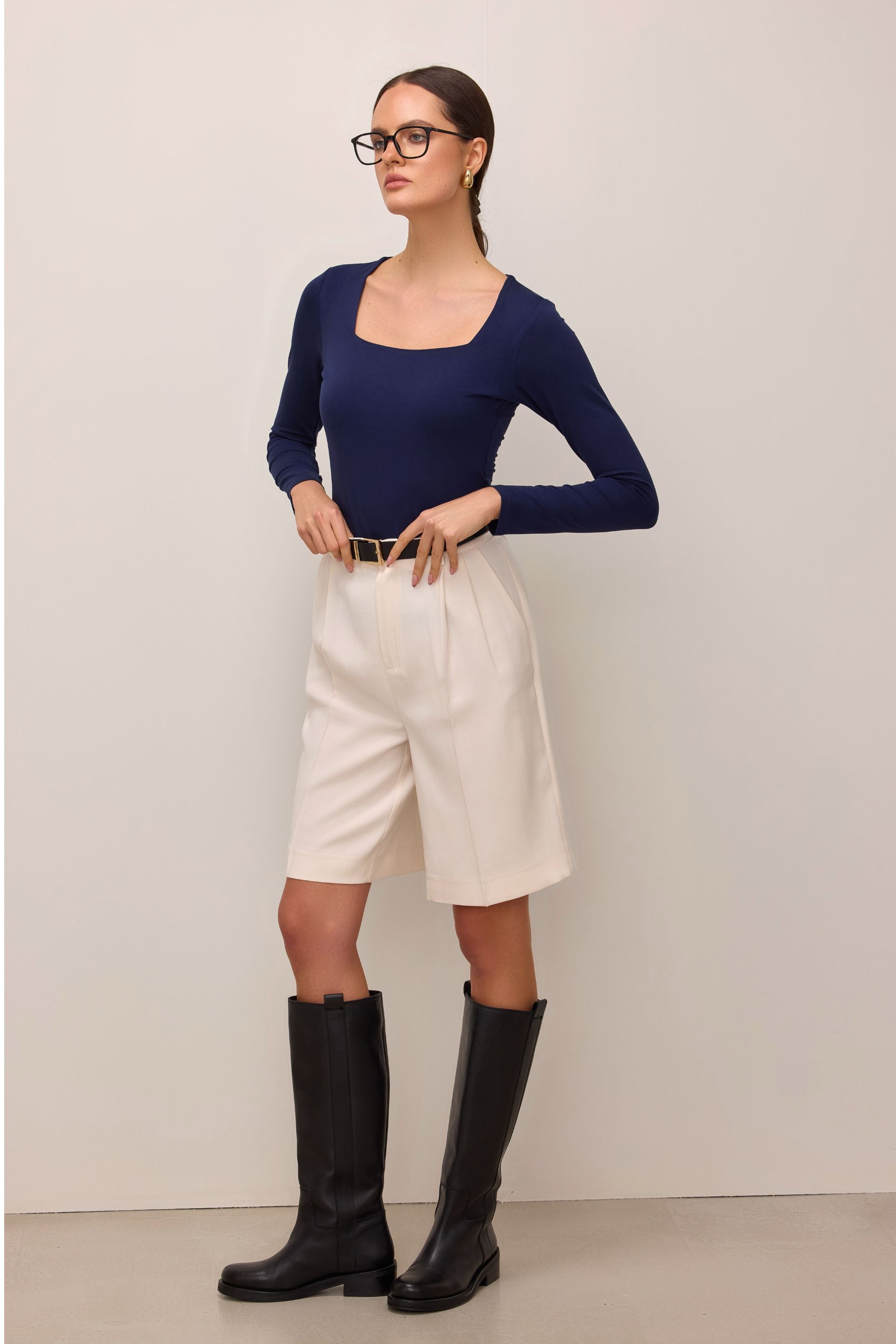 Navy blue square neck blouse