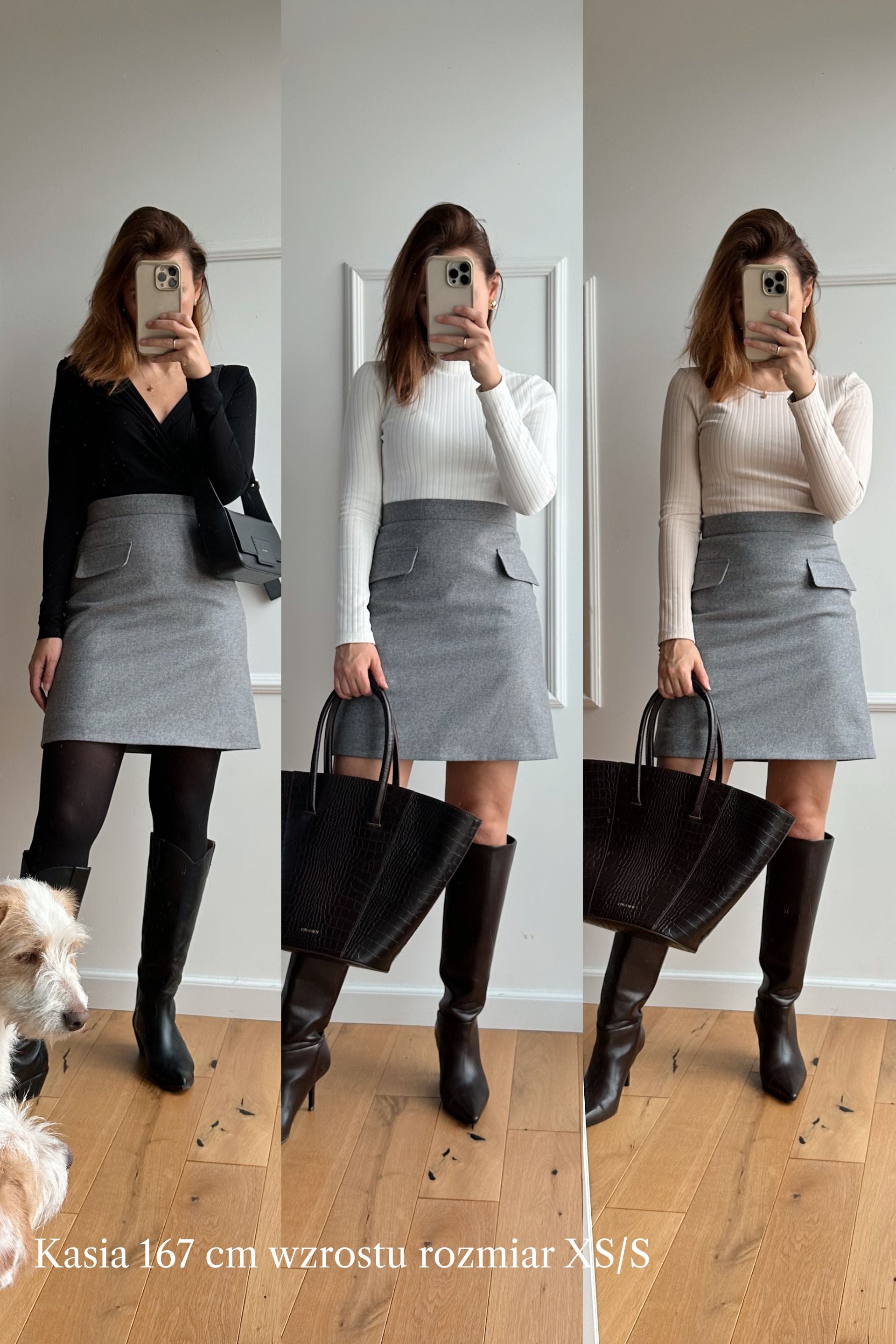 Wełniana spódnica szara