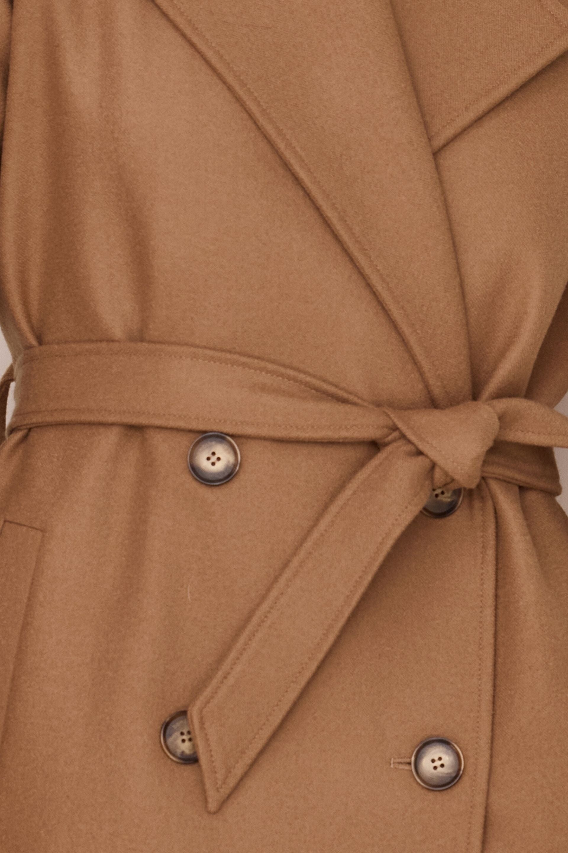 Merino Wool Trench Coat Caramel