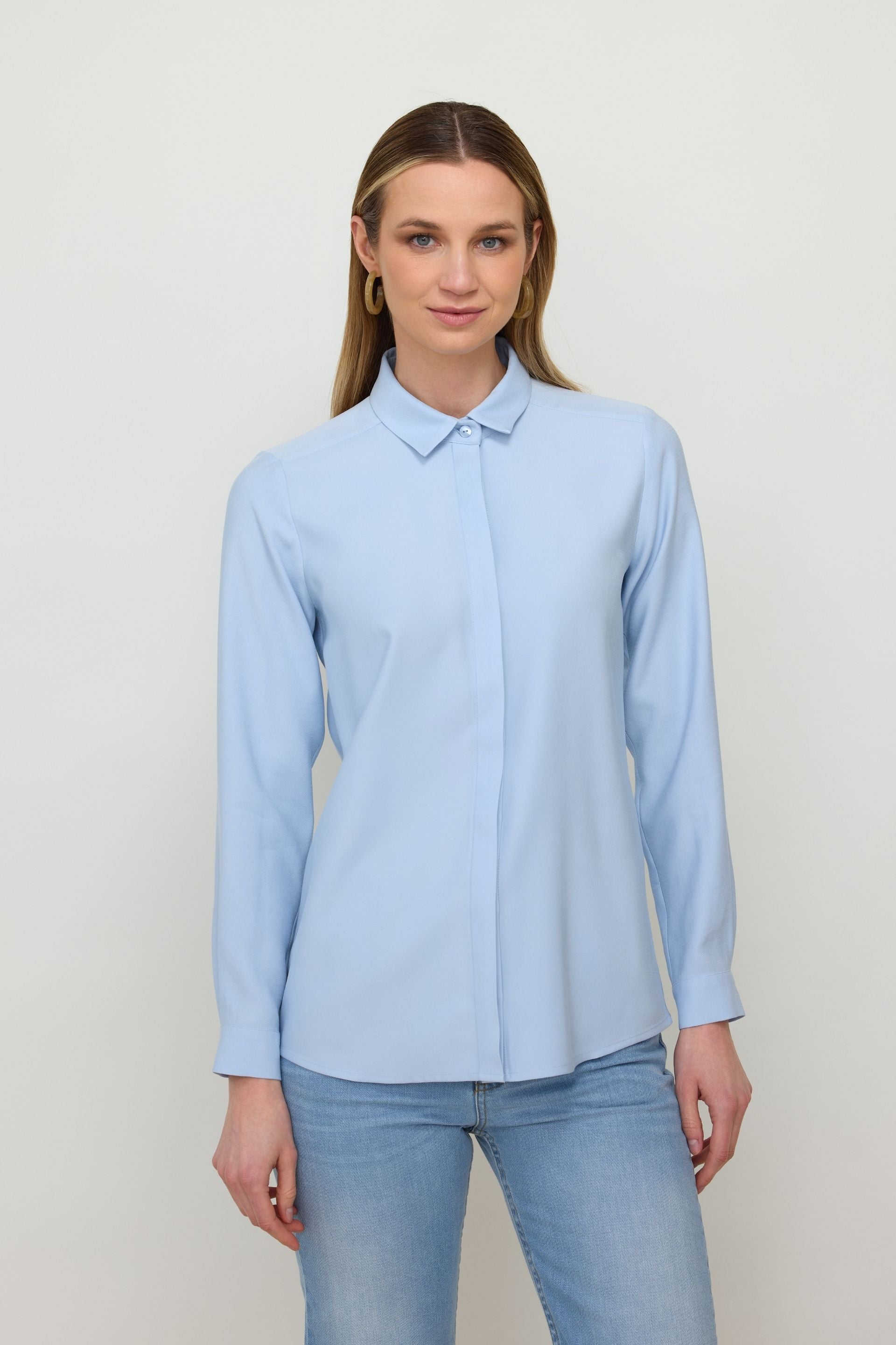 Prosta koszula z wiskozy baby blue