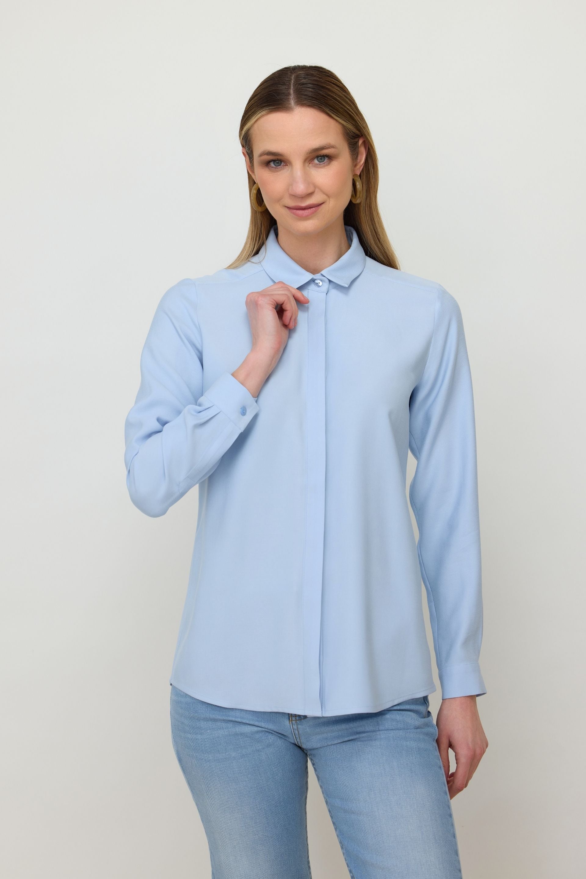 Prosta koszula z wiskozy baby blue