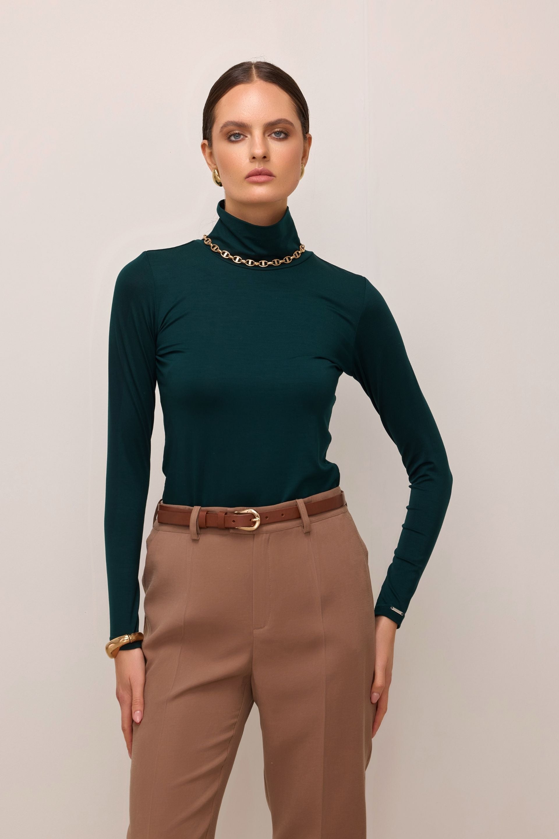 Golf z tencelu butelkowa zieleń