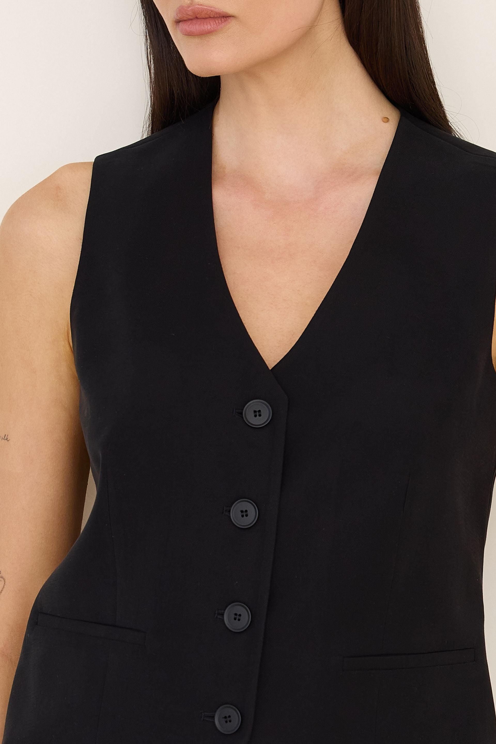 Kamizelka typu V z wiskozy czarna