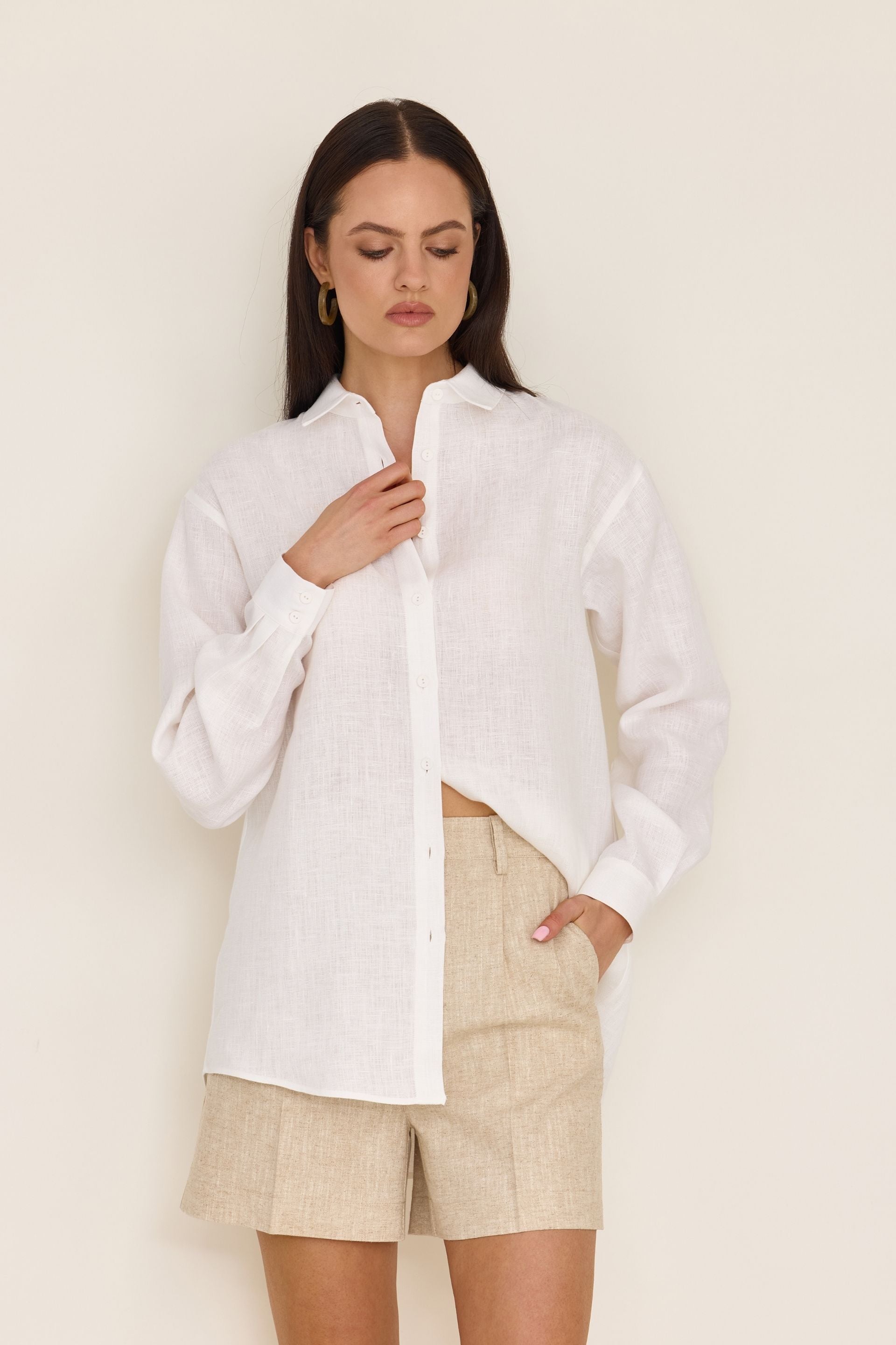 Ramie shorts natural beige