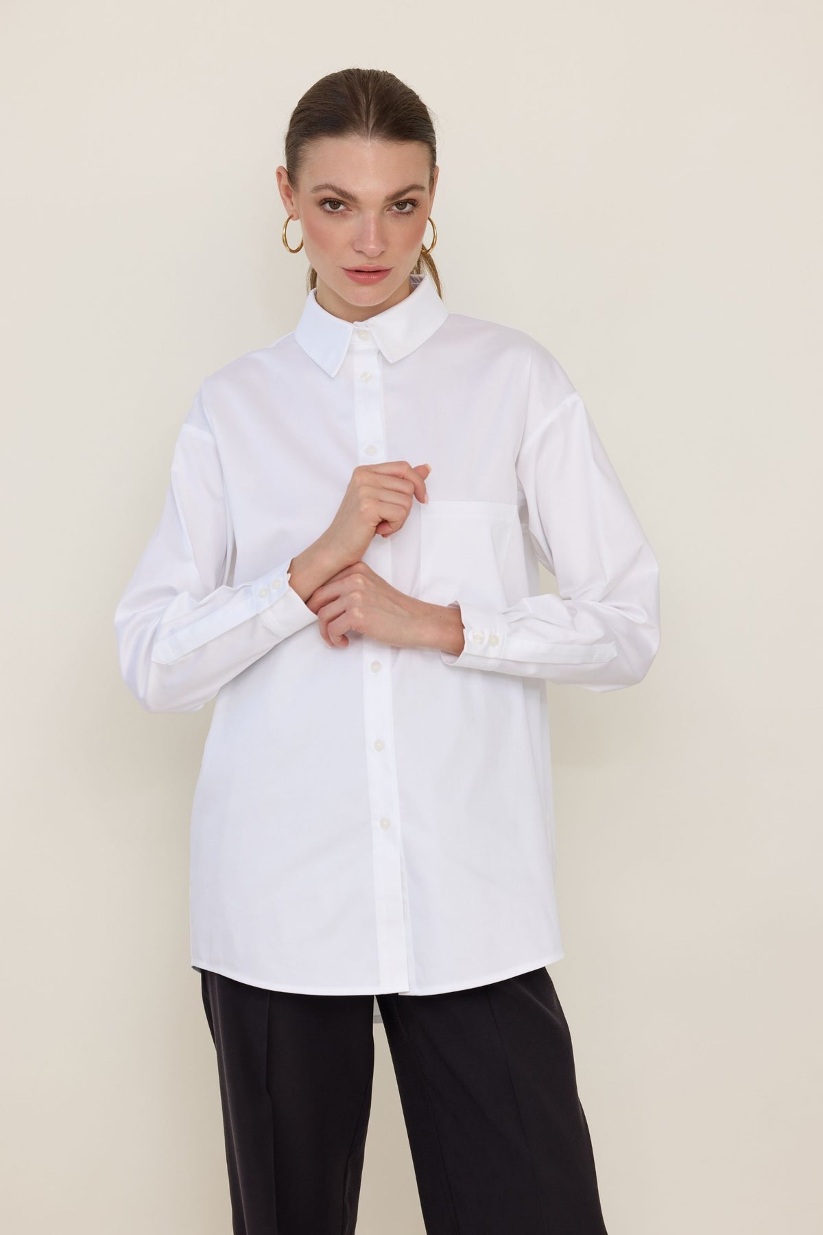 Oversized white cotton shirt