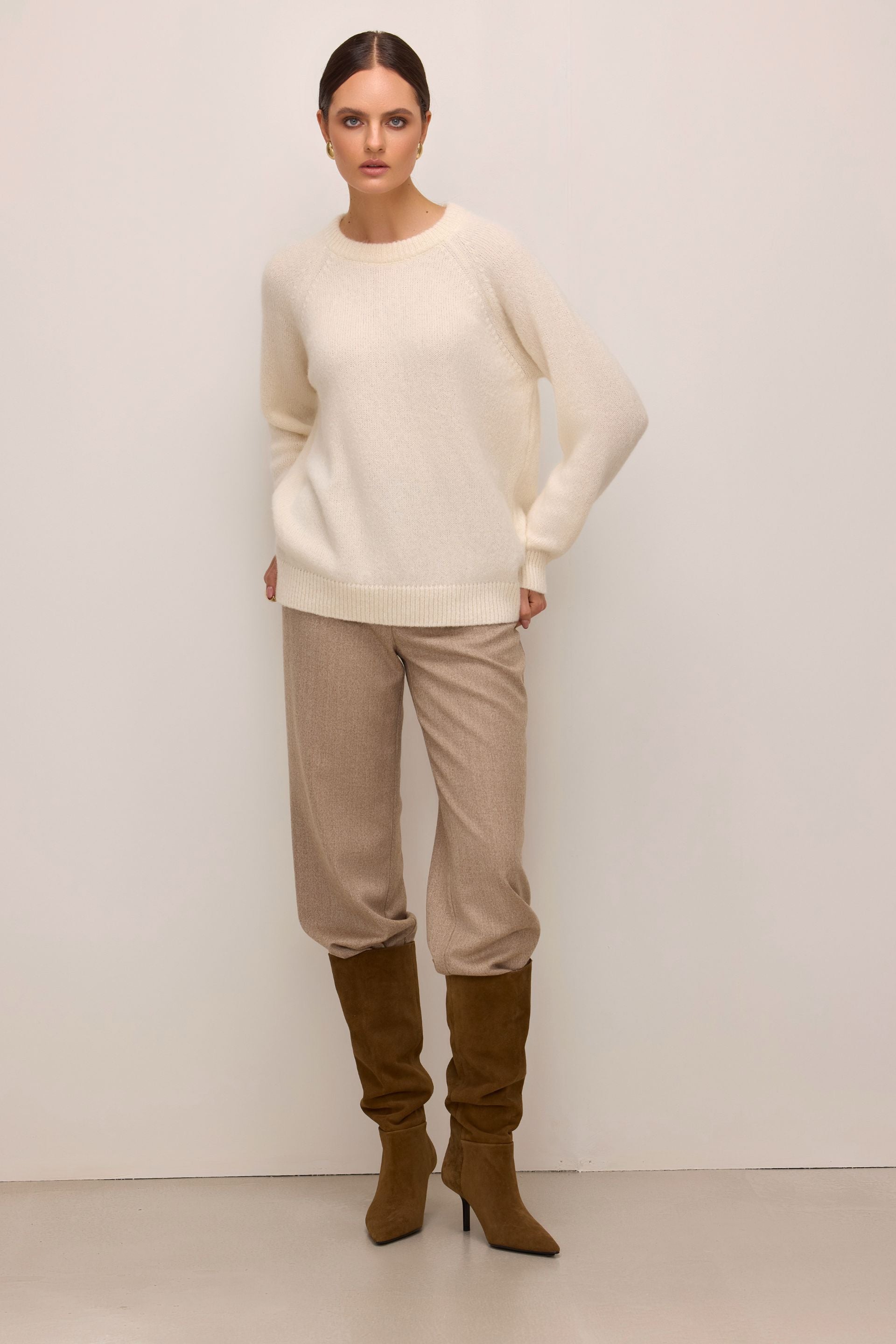 Classic cream wool alpaca sweater