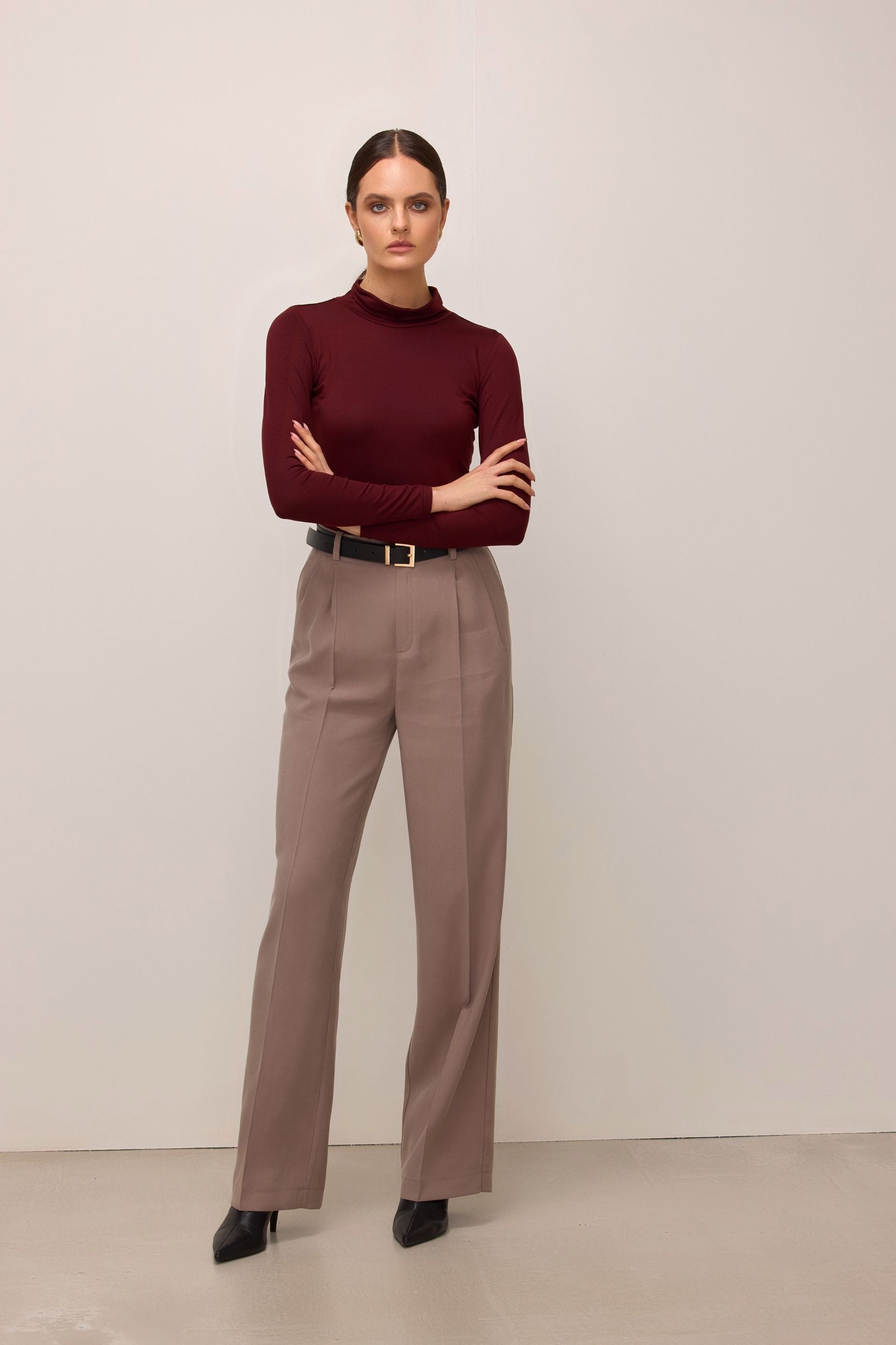 Golf z tencelu bordowy