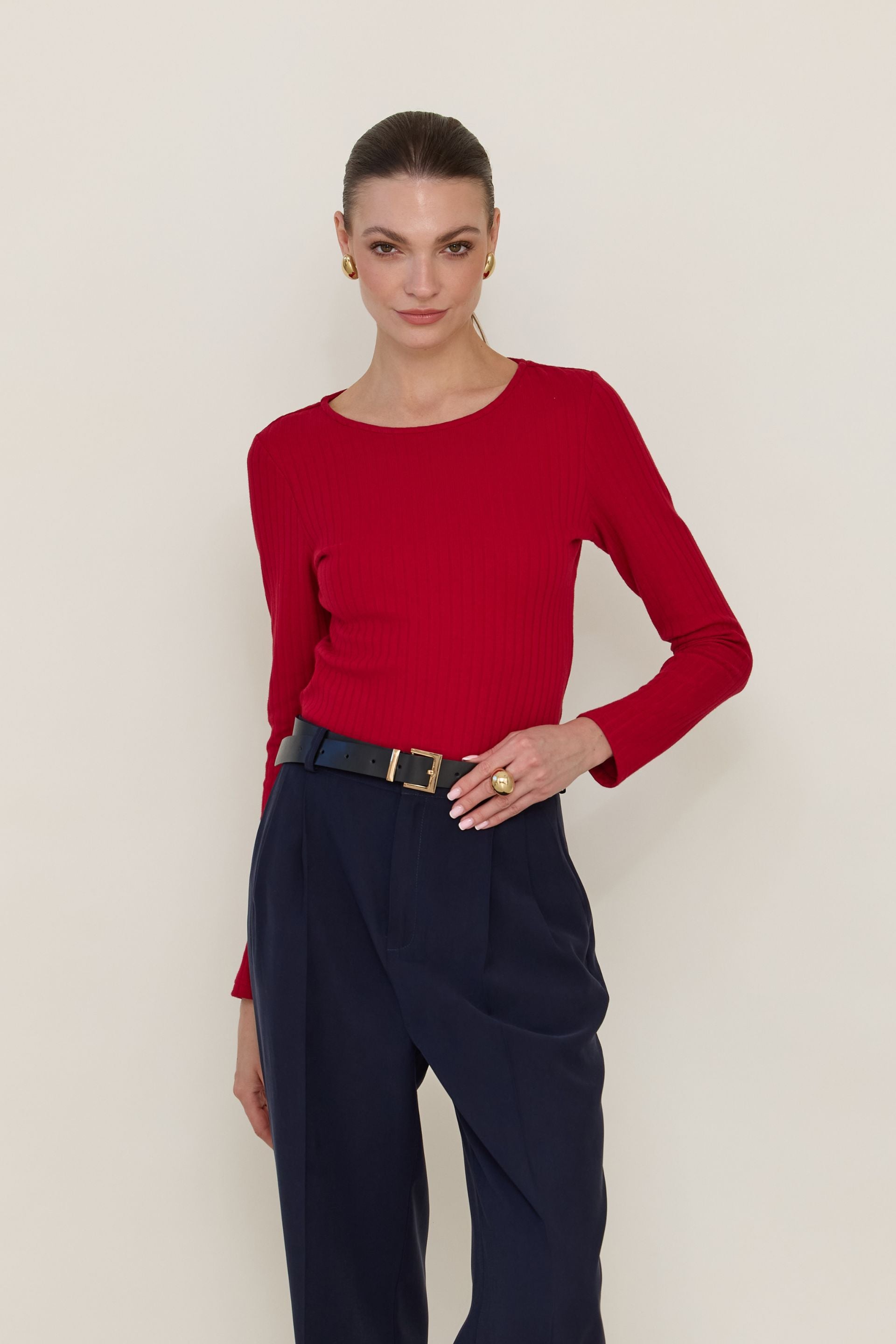 Longsleeve with a wider stripe, dark chocolate