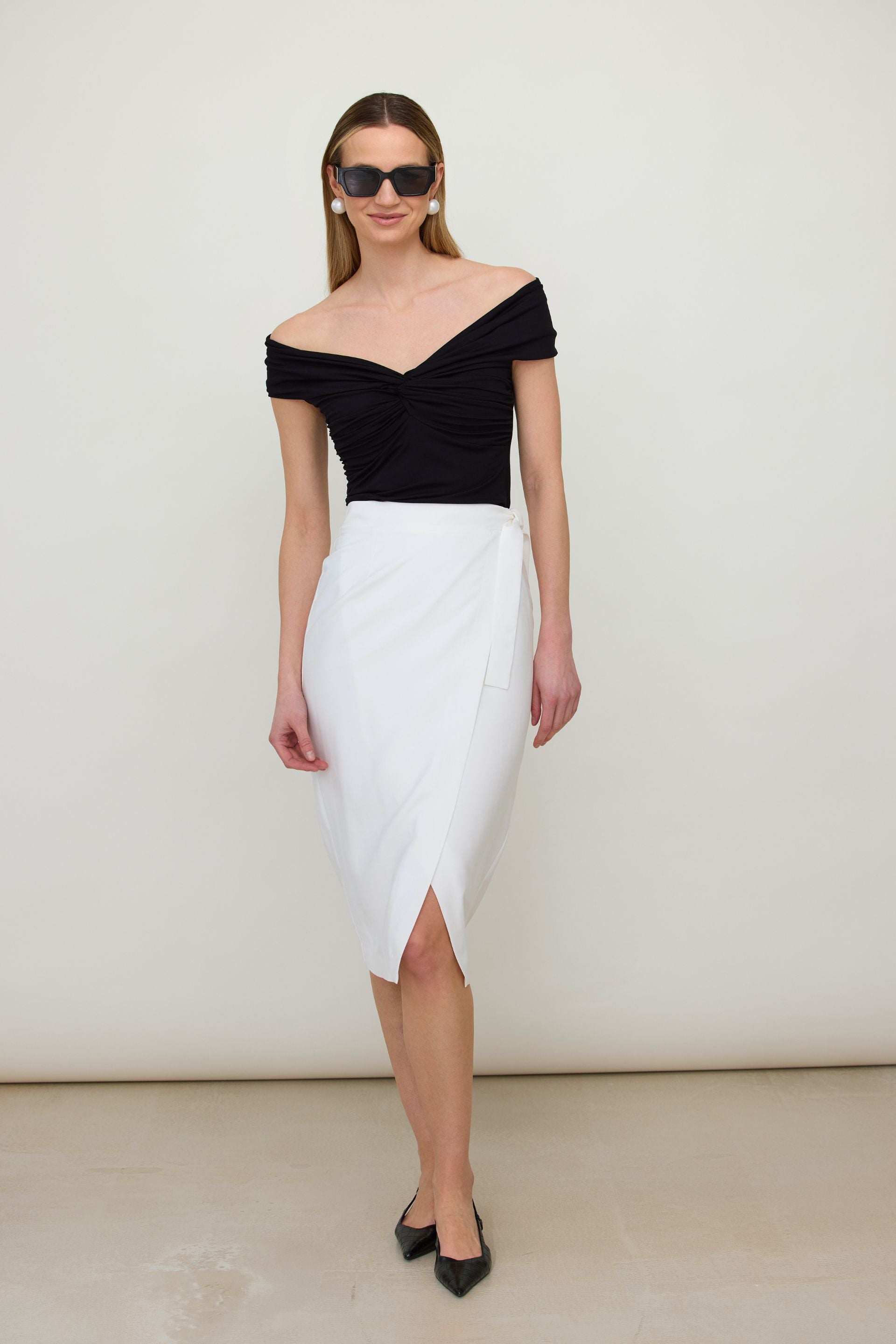 Spódnica kopertowa biała