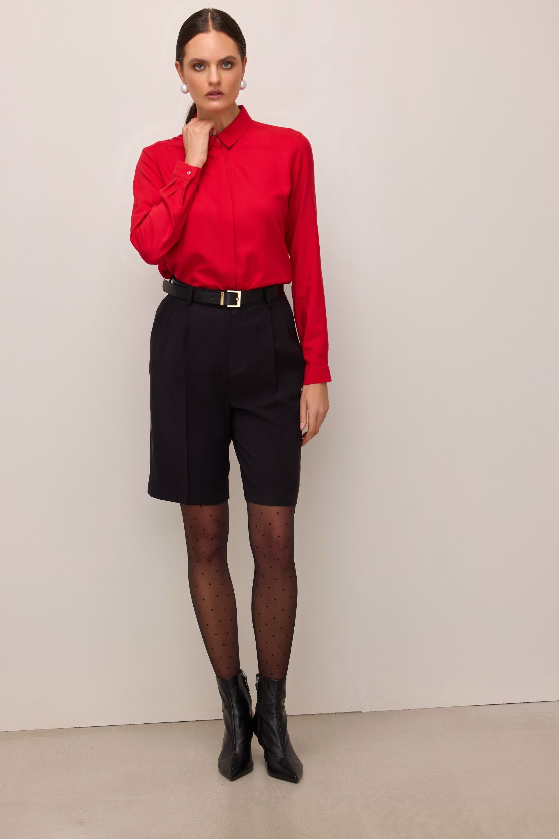 Prosta koszula z wiskozy czerwona