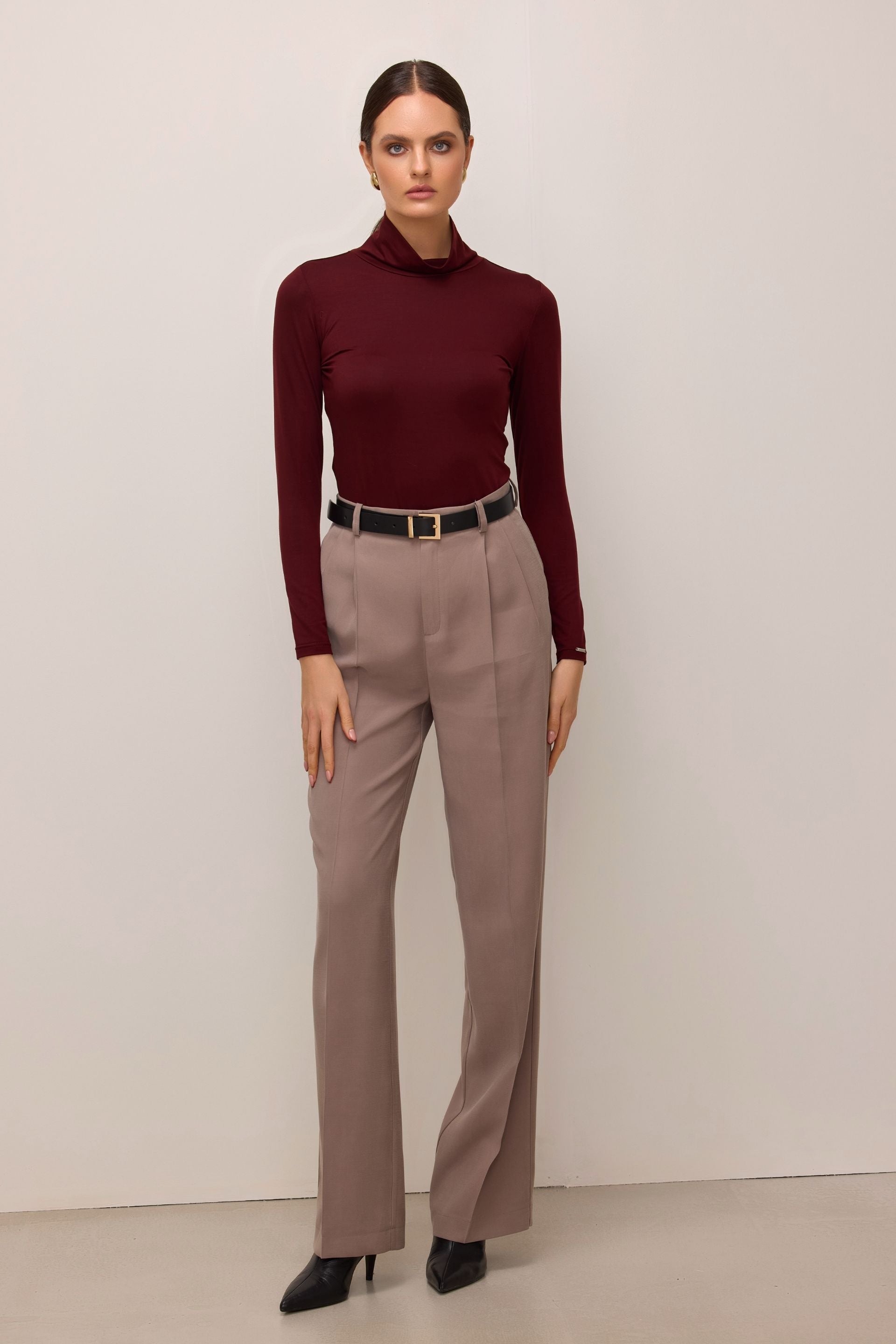 Burgundy Tencel turtleneck