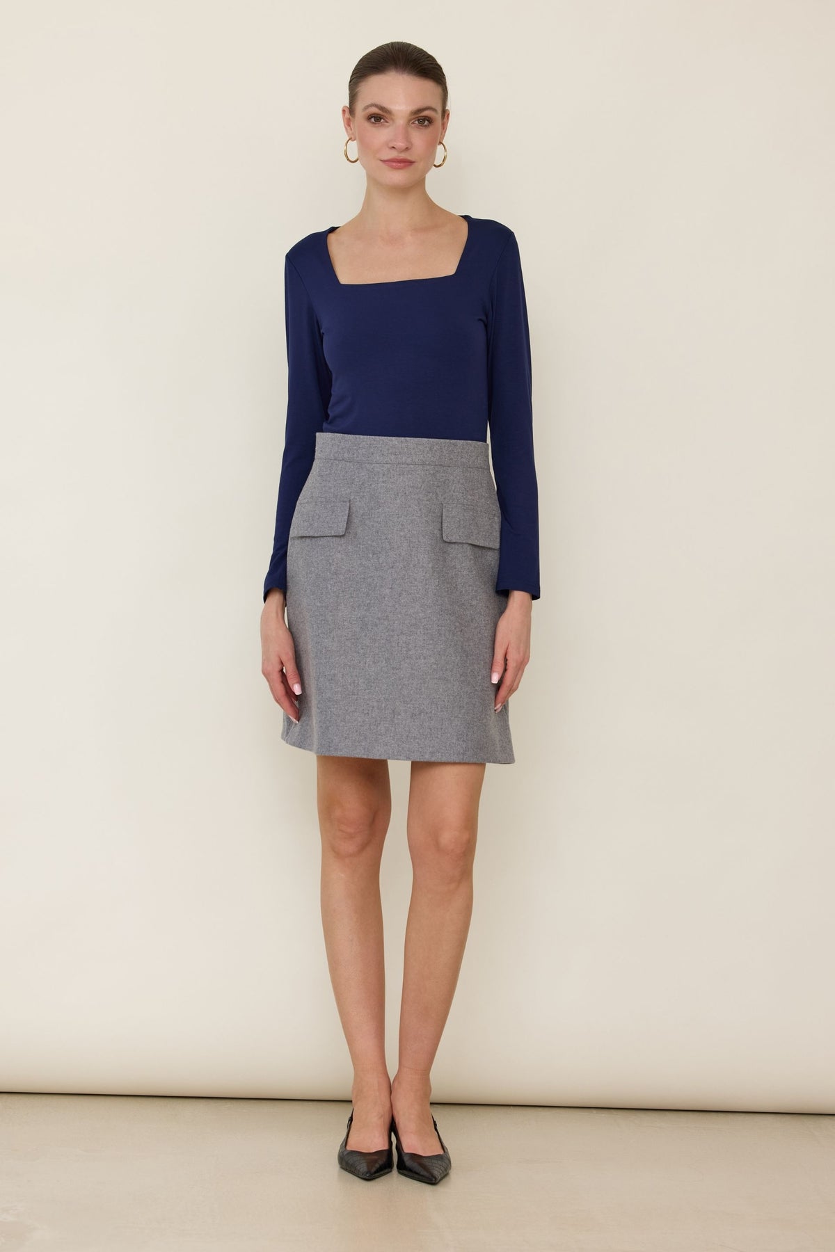 Navy blue square neck blouse