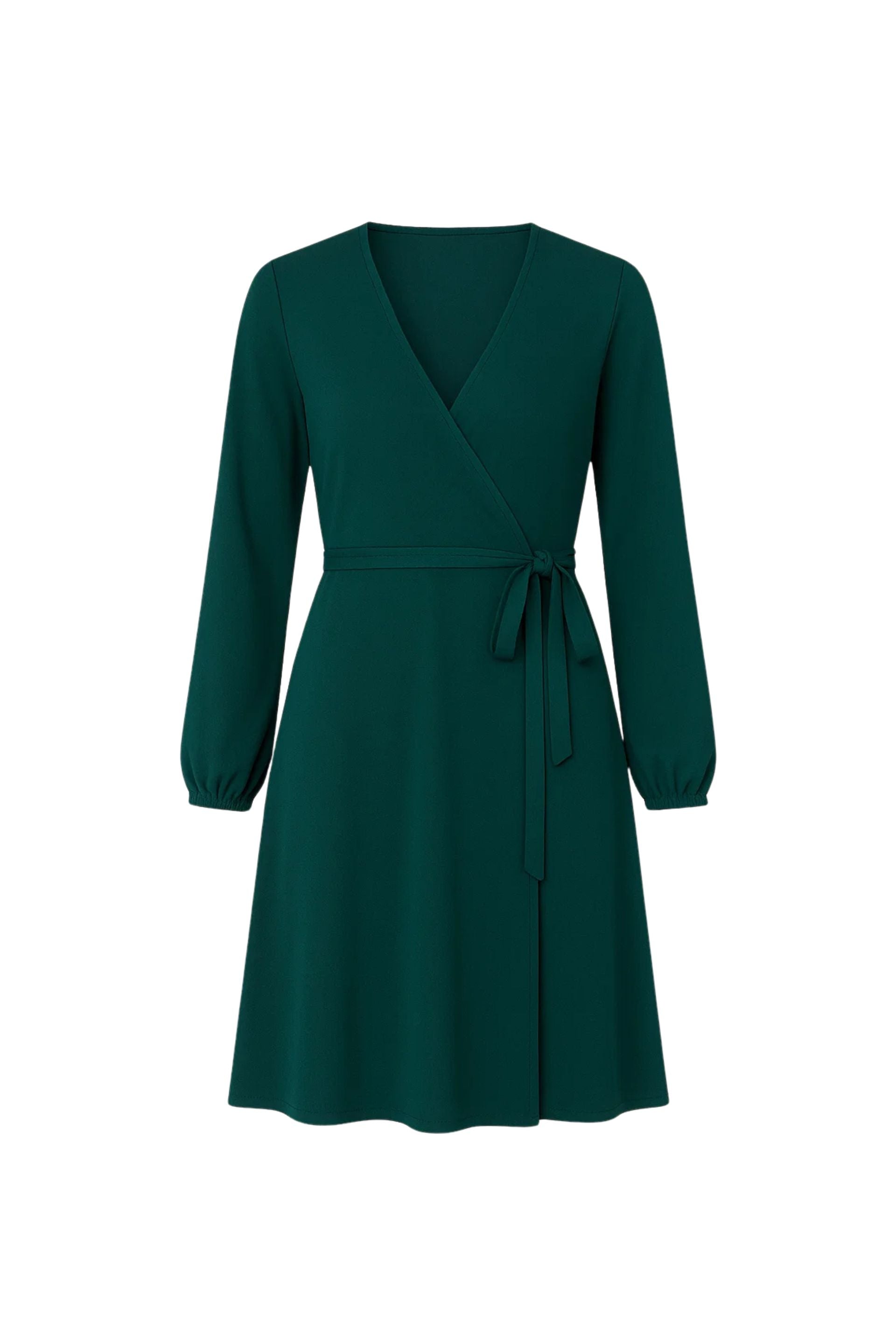 Sukienka wrap z dzianiny butelkowa zieleń