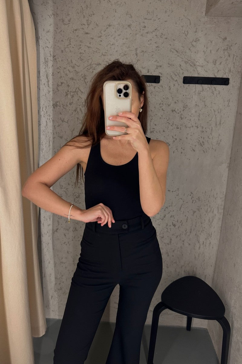 Basic black cotton tank top 