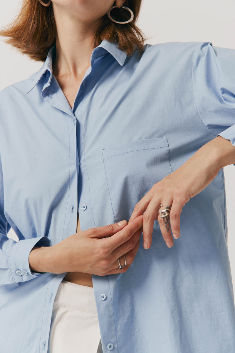 Blue oversized cotton shirt