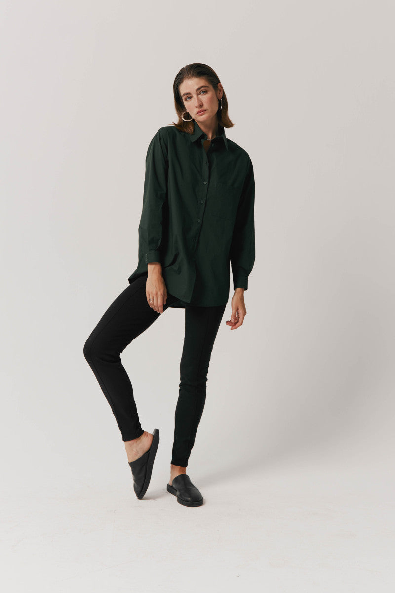 Bawełniane legginsy z kantem czarne