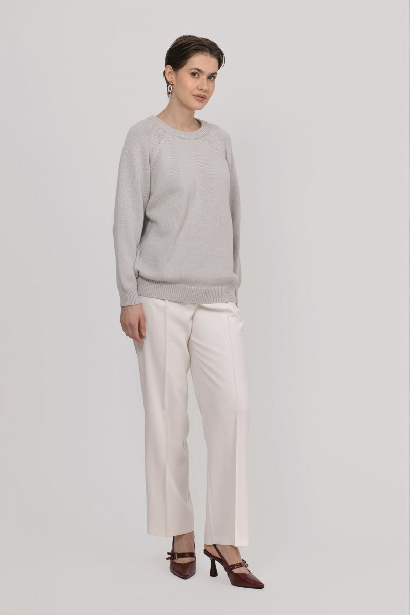 Bawełniany sweter z raglanowym rękawem szary