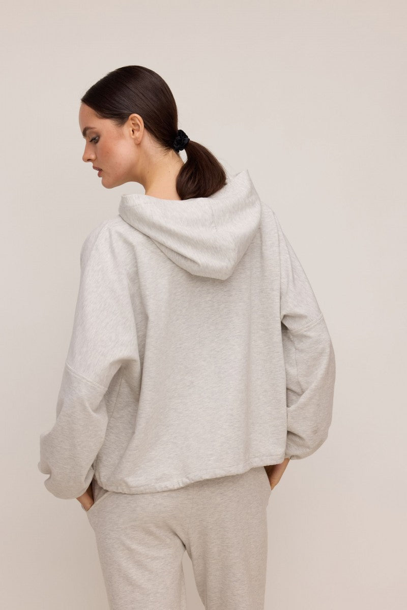Light gray melange zippered sweatshirt