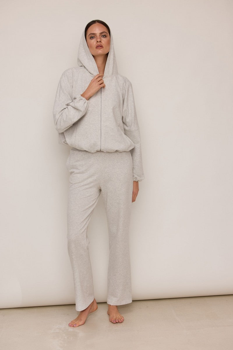 Bluza dresowa zapinana na zamek jasnoszary melanż szary